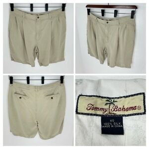 Tommy Bahama 100% Silk Shorts Actual 36x8 (Tag Sz. 40) Preppy Pleated Resortwear